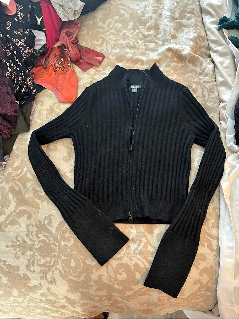 Wild Fable Ribbed Full Zip Cropped Cardigan Sweater Black Cardigan Sweater